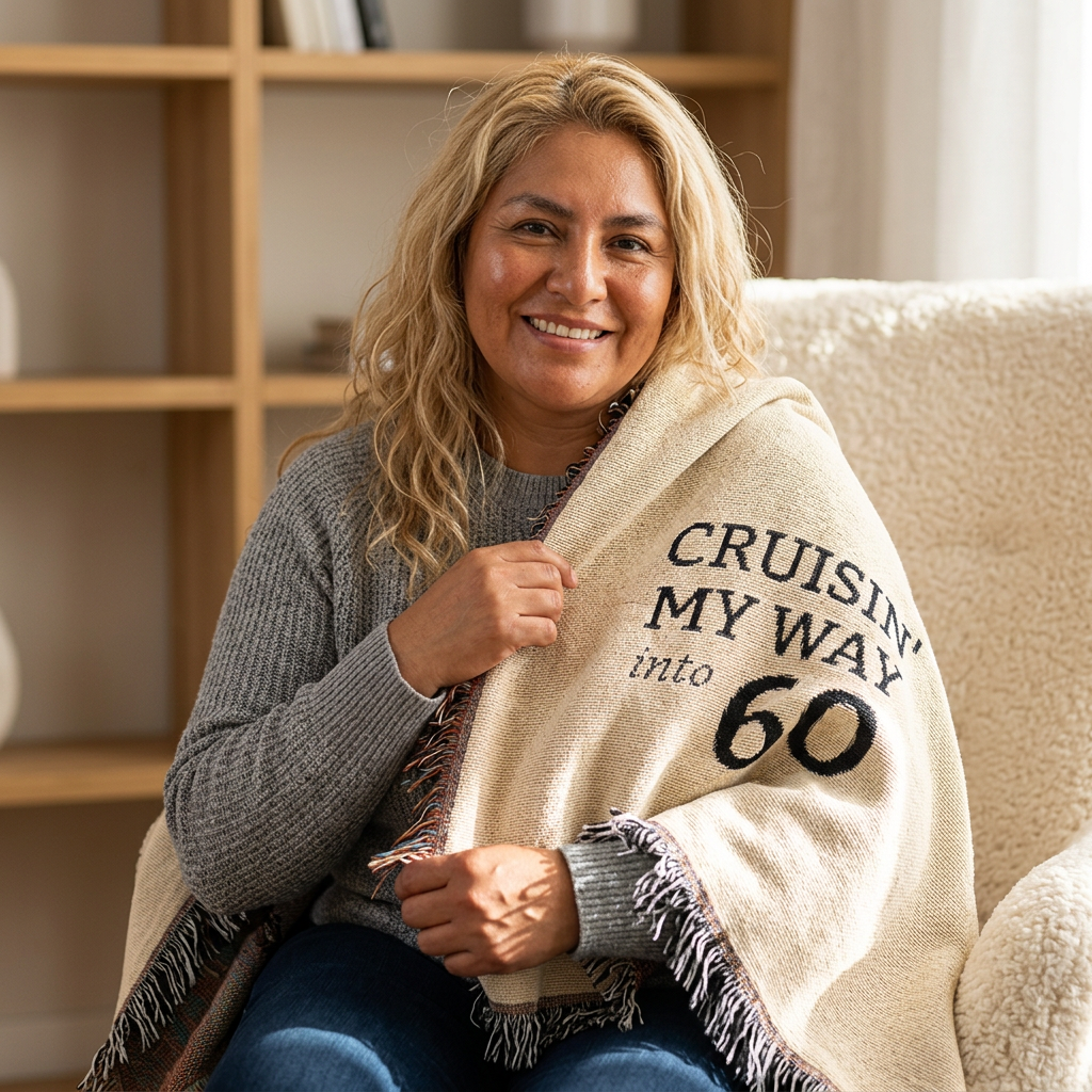 Cruisin' My Way to 60 Woven Blanket — 60th Birthday Throw