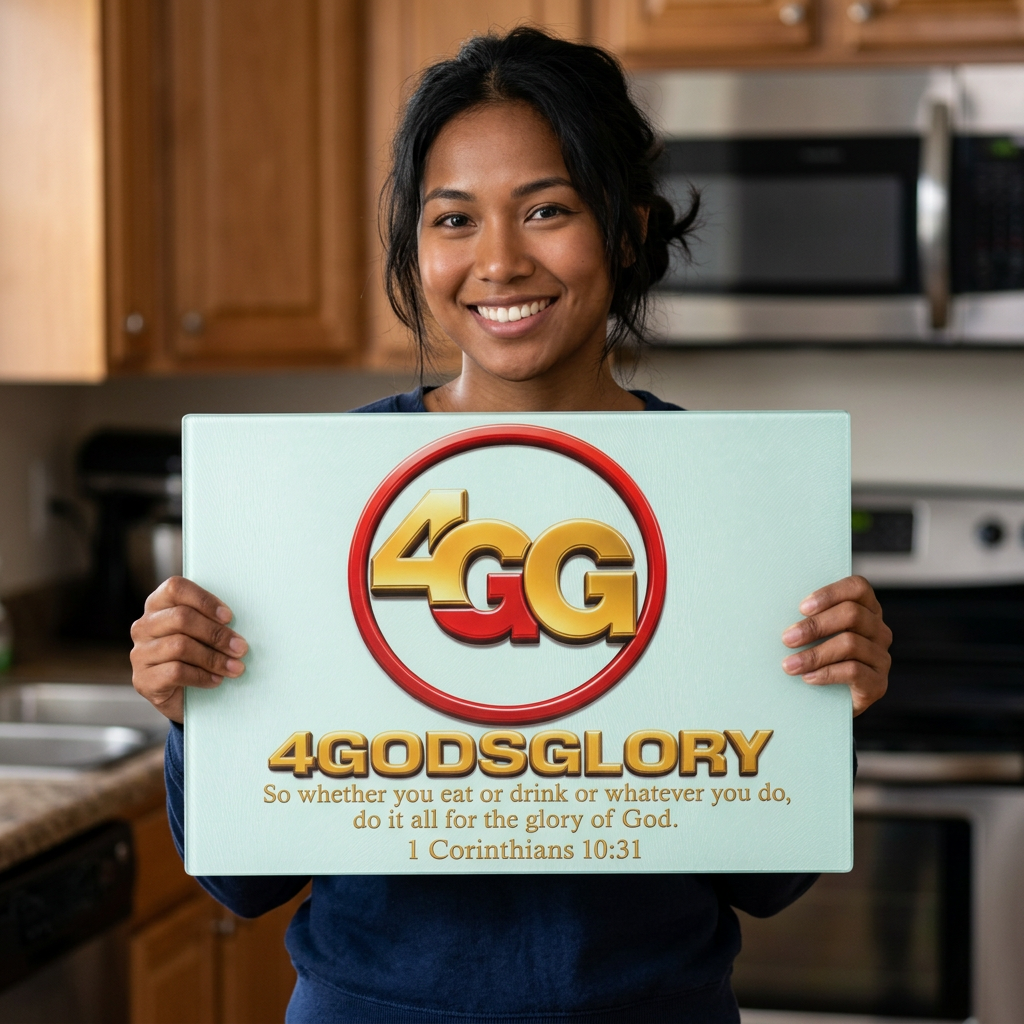 Glass Cutting Board — 4GodsGlory Christian Kitchen Decor (1 Corinthians 10:31)