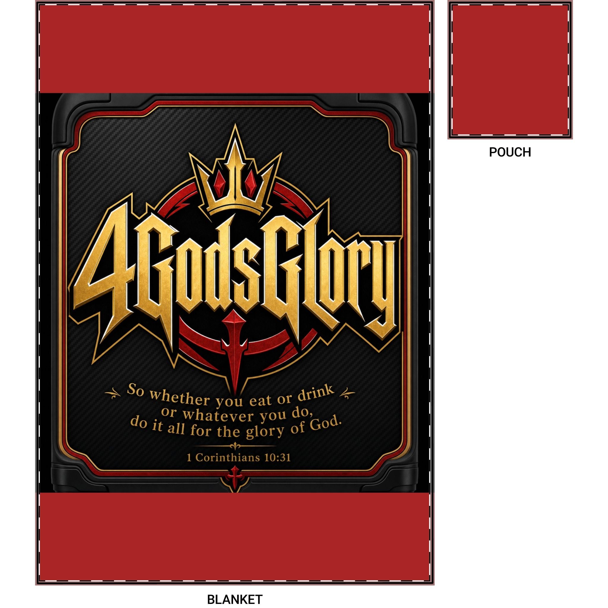 Travel Blanket - "4 God’s Glory" Inspirational Christian Prayer Throw with Pouch