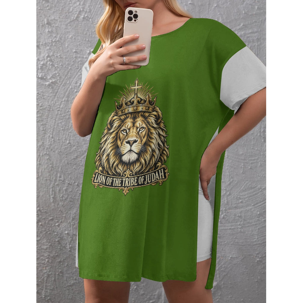Women's Drop-Shoulder T-Shirt with Side Split and Shorts