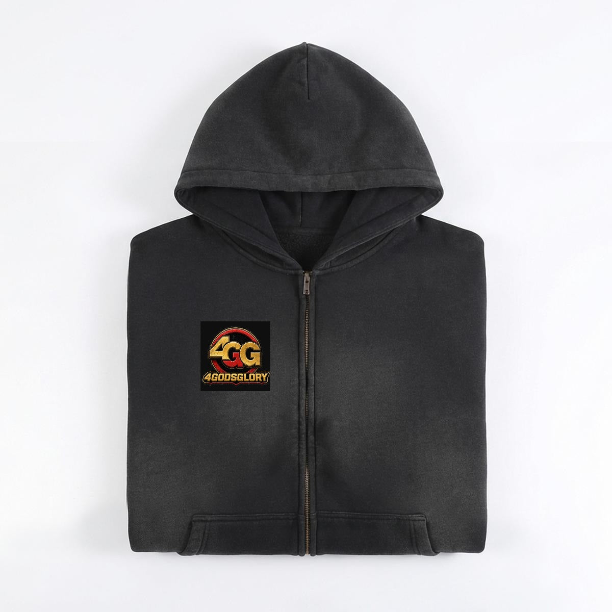 Fleece Lined Gradient Washed Zip Hoodie