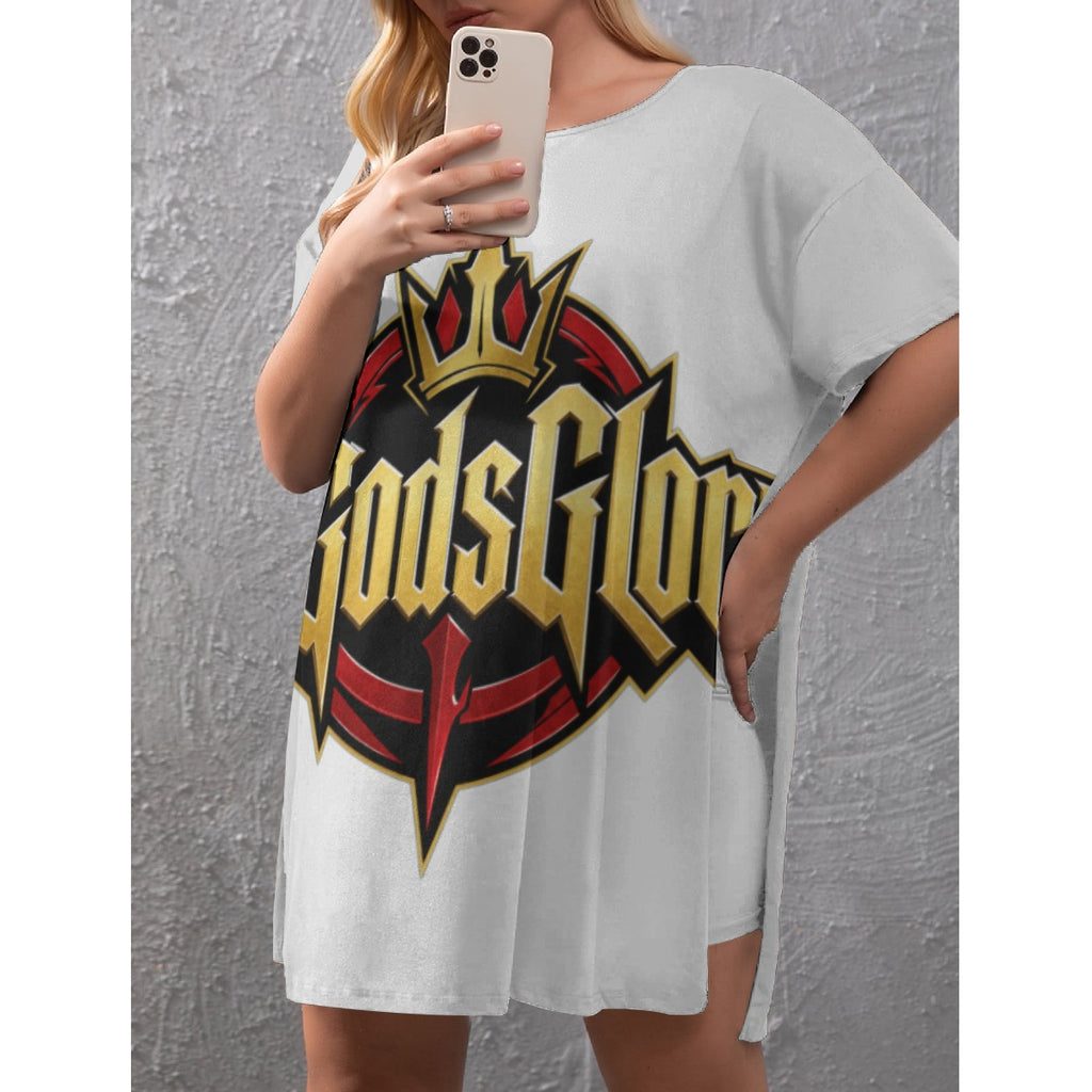 Women's Drop-Shoulder T-Shirt with Side Split and Shorts