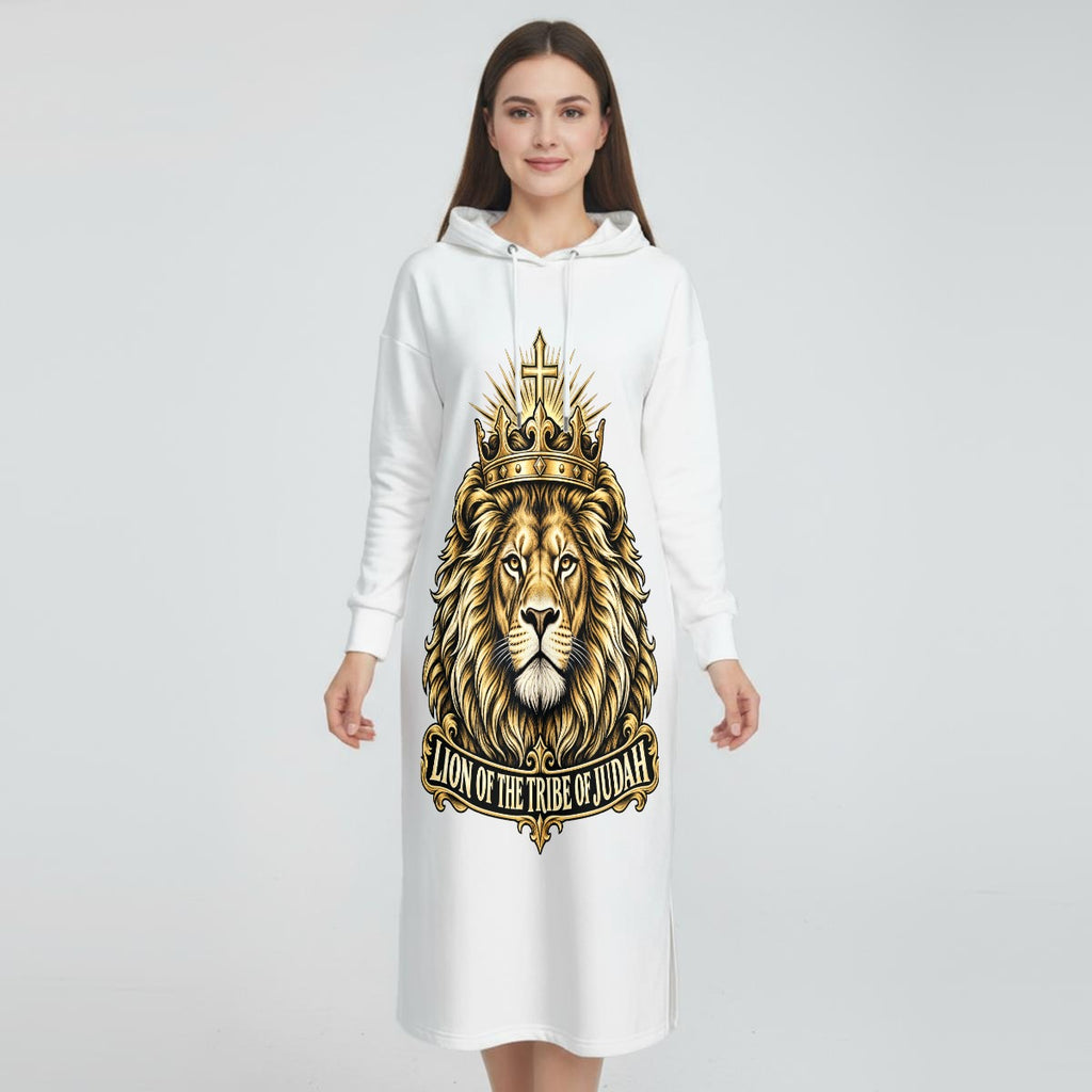 Women's Fleece-Lined Hoodie Dress With Side slits|DTF