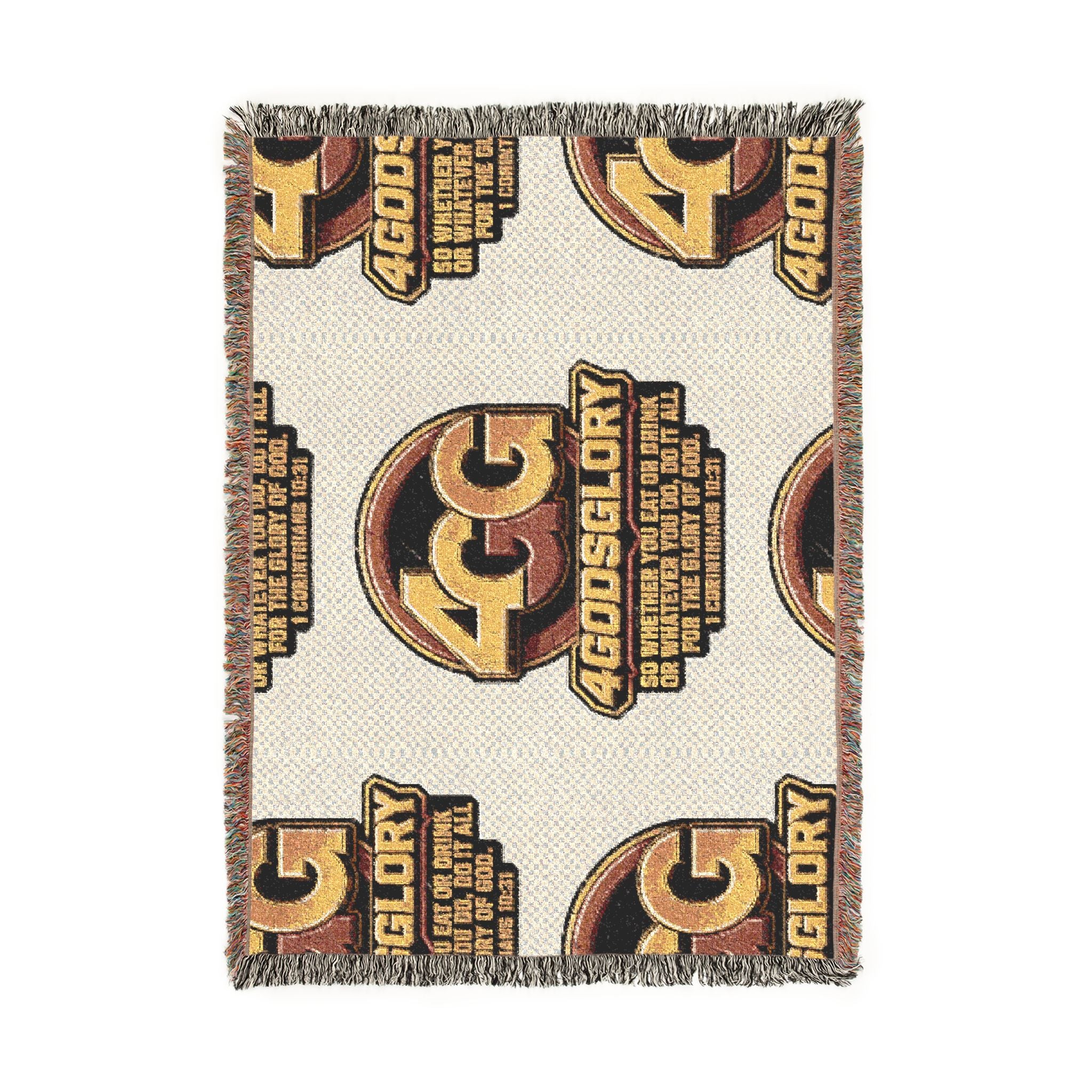 4G 4GodsGlory Woven Throw Blanket — Logo Pattern Cozy Decorative Throw