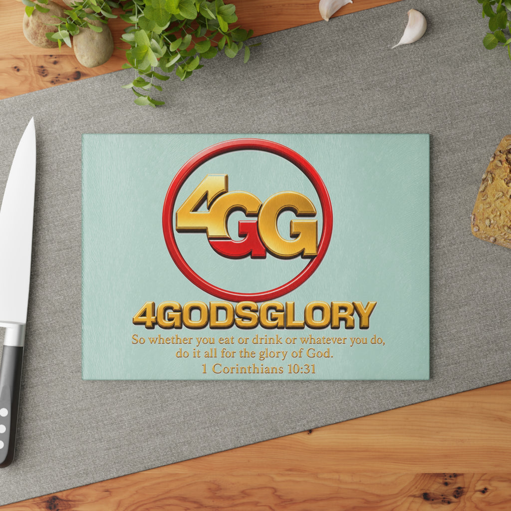 Glass Cutting Board — 4GodsGlory Christian Kitchen Decor (1 Corinthians 10:31)