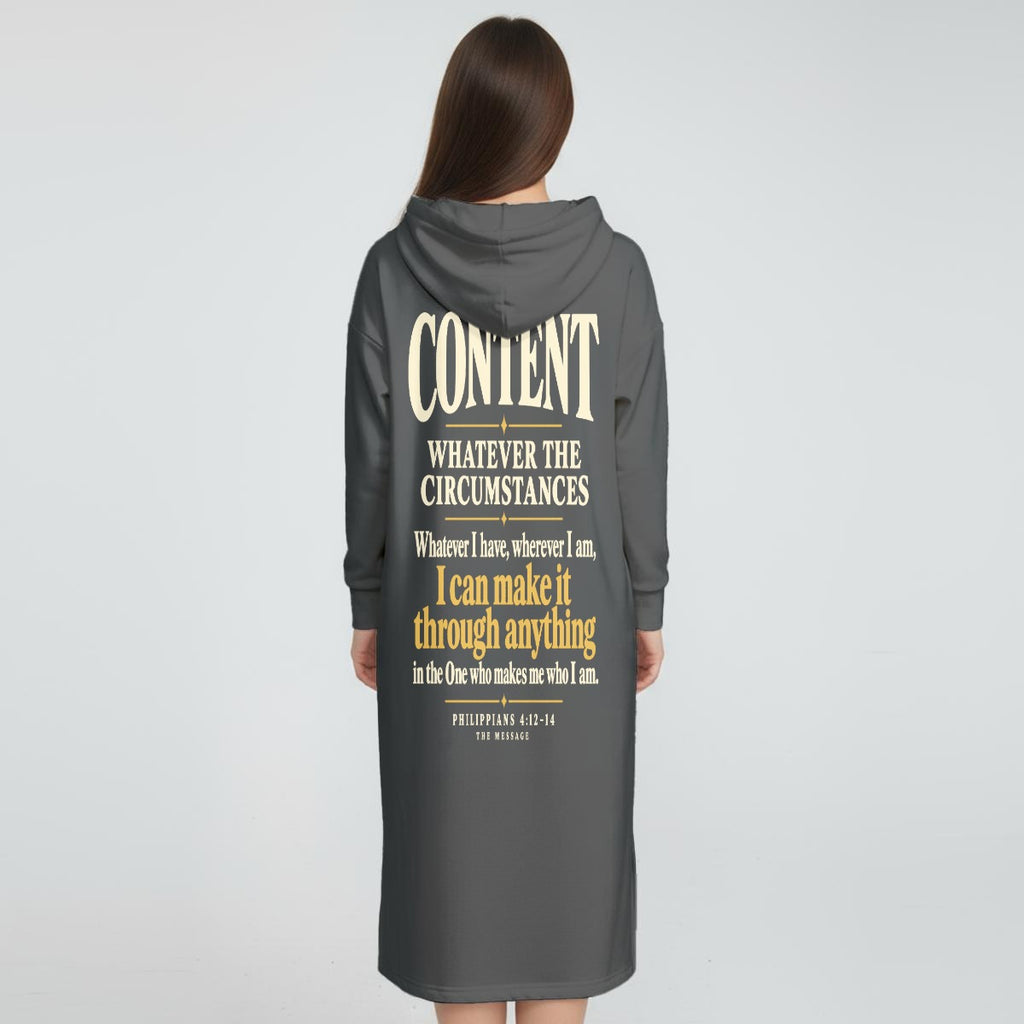 Women's Fleece-Lined Hoodie Dress With Side slits|DTF