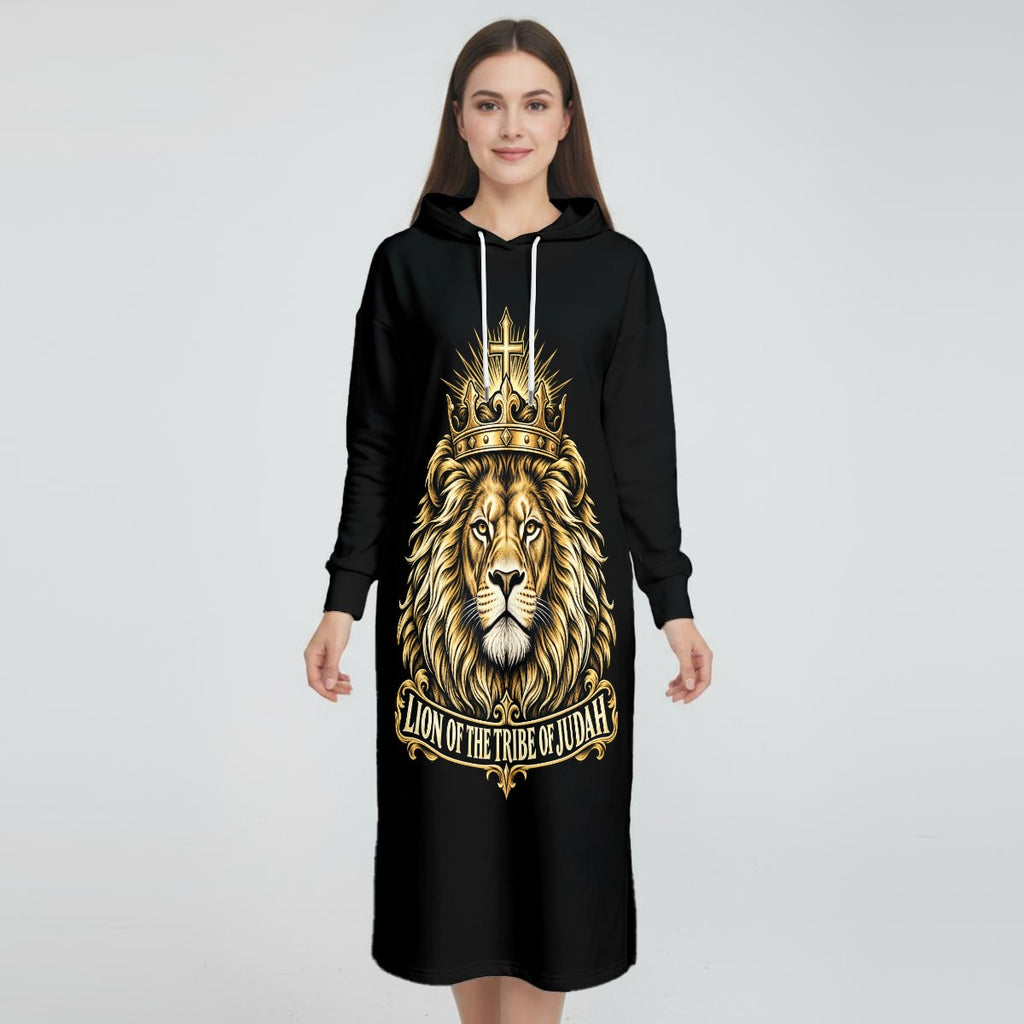 Women's Fleece-Lined Hoodie Dress With Side slits|DTF