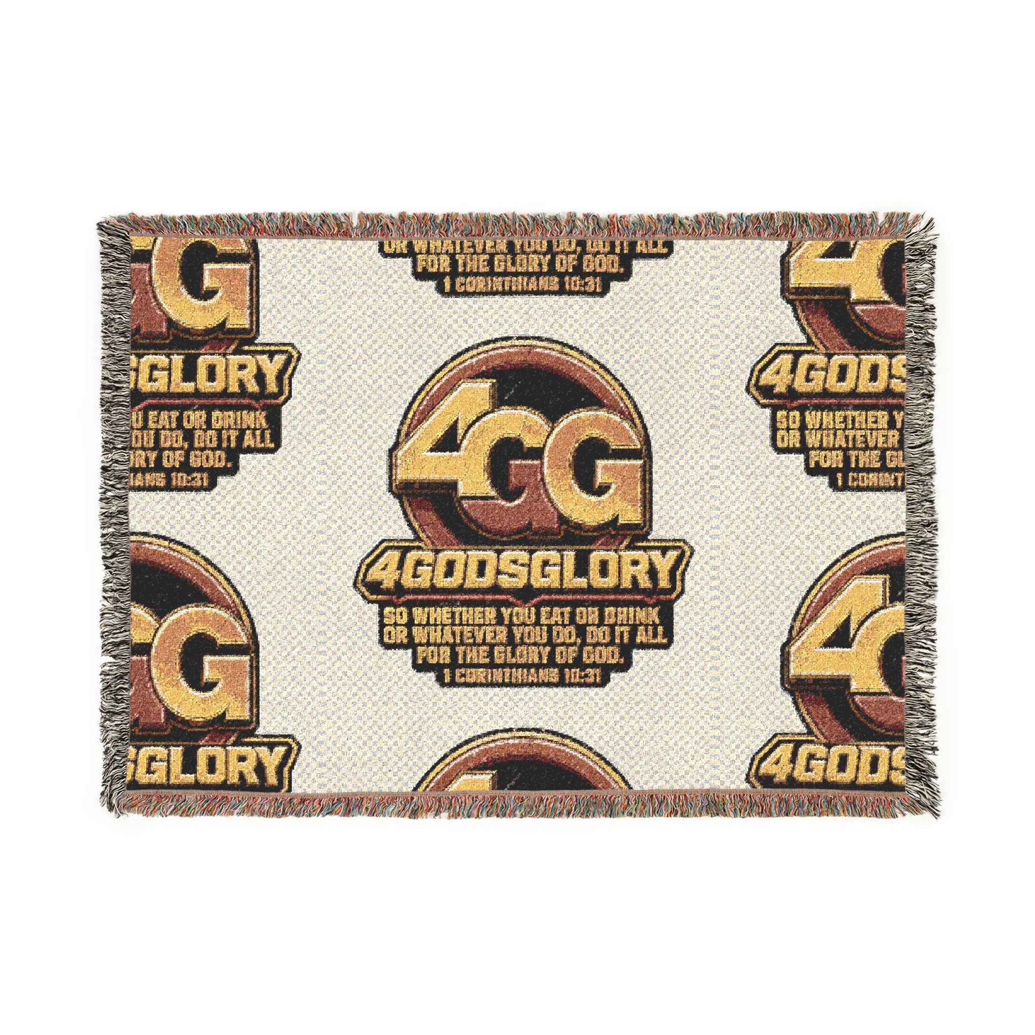 4G 4GodsGlory Woven Throw Blanket — Logo Pattern Cozy Decorative Throw