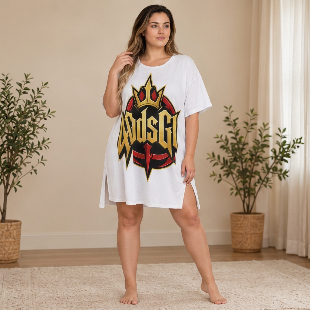 Women's Drop-Shoulder T-Shirt with Side Split and Shorts