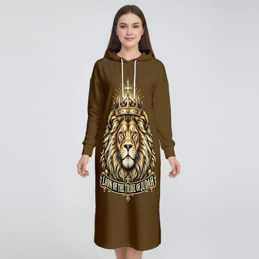 Women's Fleece-Lined Hoodie Dress With Side slits|DTF