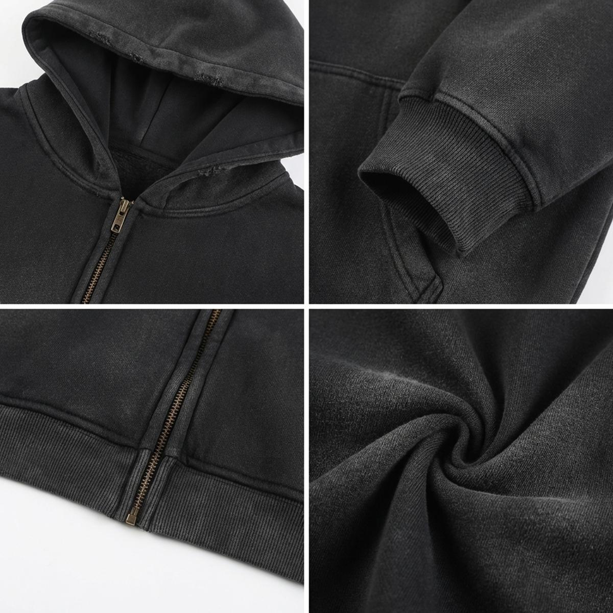 Fleece Lined Gradient Washed Zip Hoodie|355GSM DTG