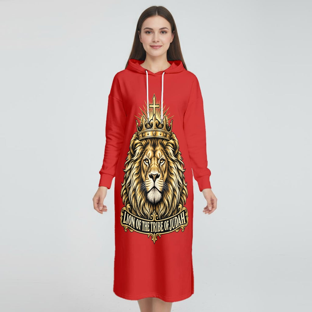 Women's Fleece-Lined Hoodie Dress With Side slits|DTF