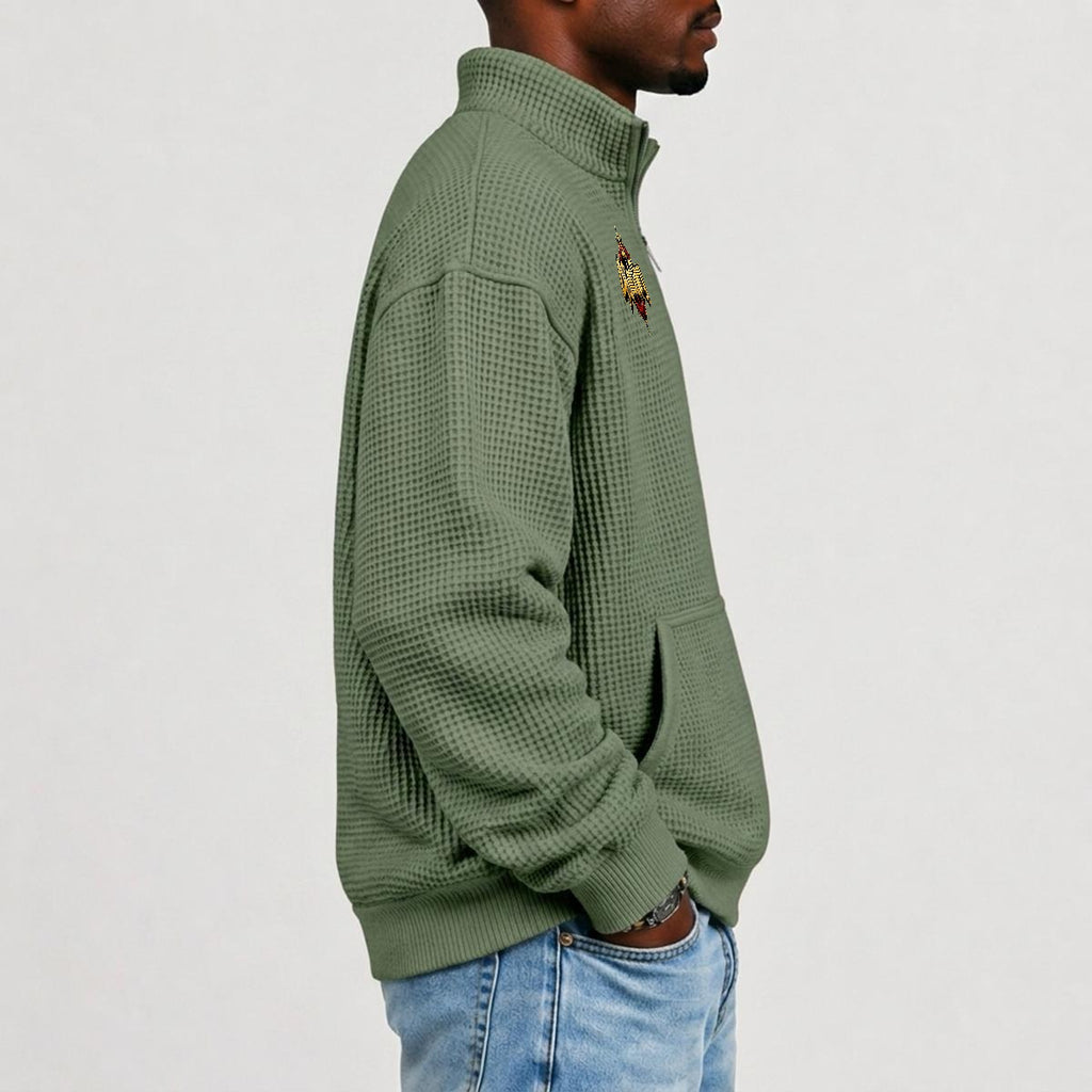 Men's Waffle Knit Casual Sweatshirt With Half Zipper|DTF
