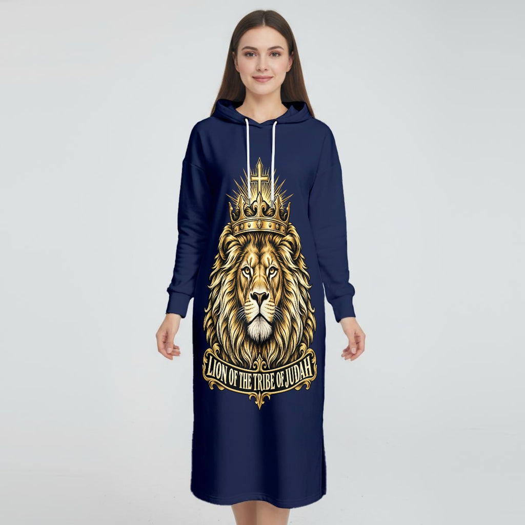 Women's Fleece-Lined Hoodie Dress With Side slits|DTF
