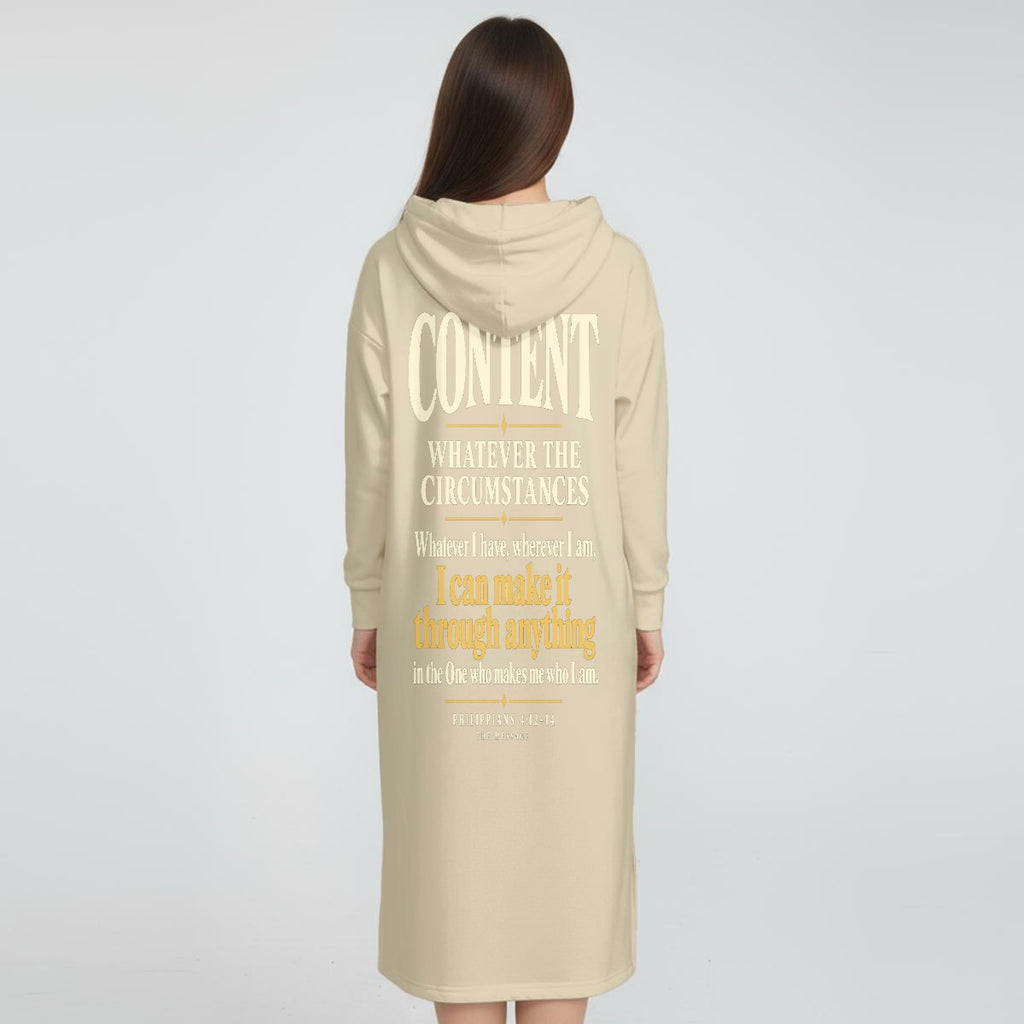 Women's Fleece-Lined Hoodie Dress With Side slits|DTF