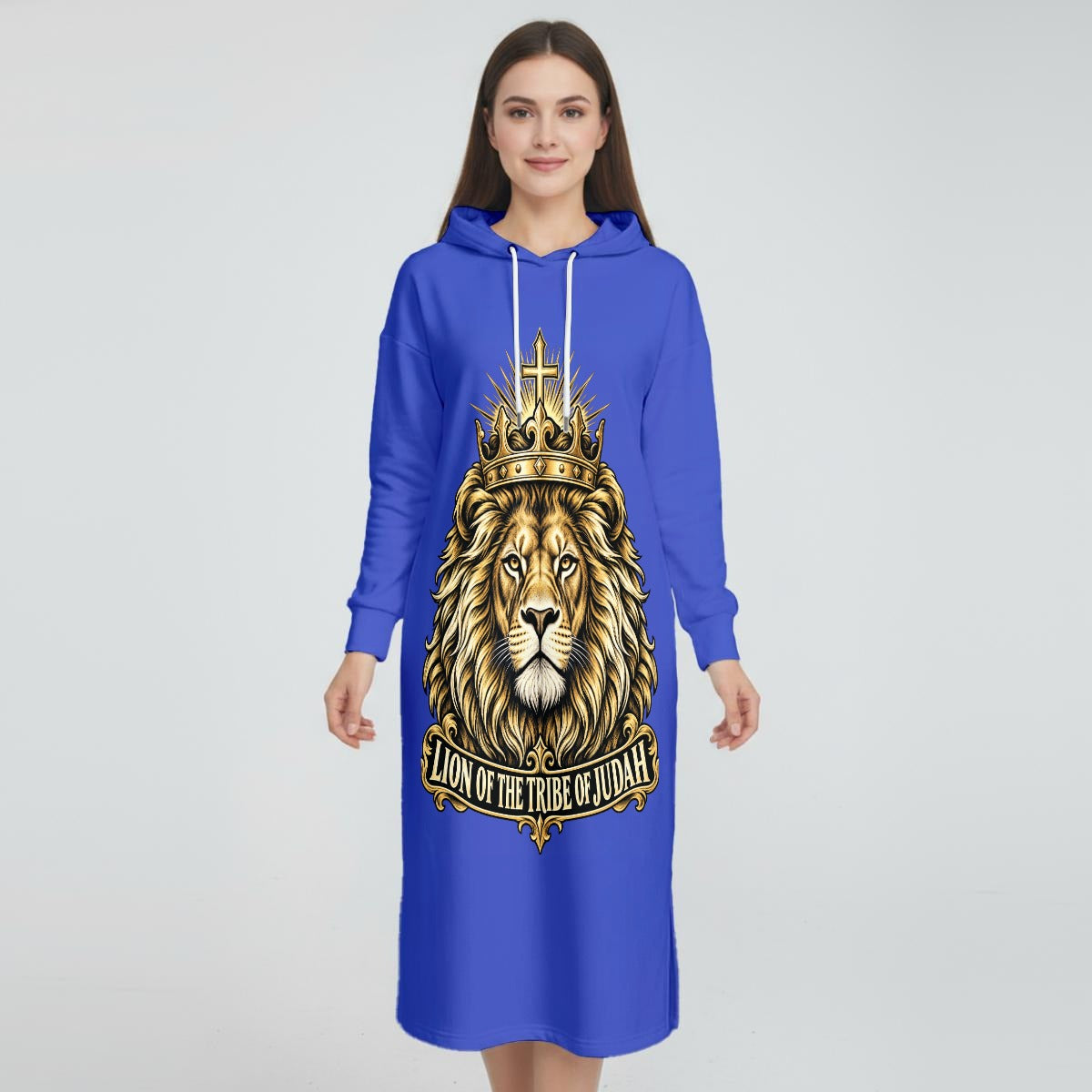 Women's Fleece-Lined Hoodie Dress With Side slits|DTF