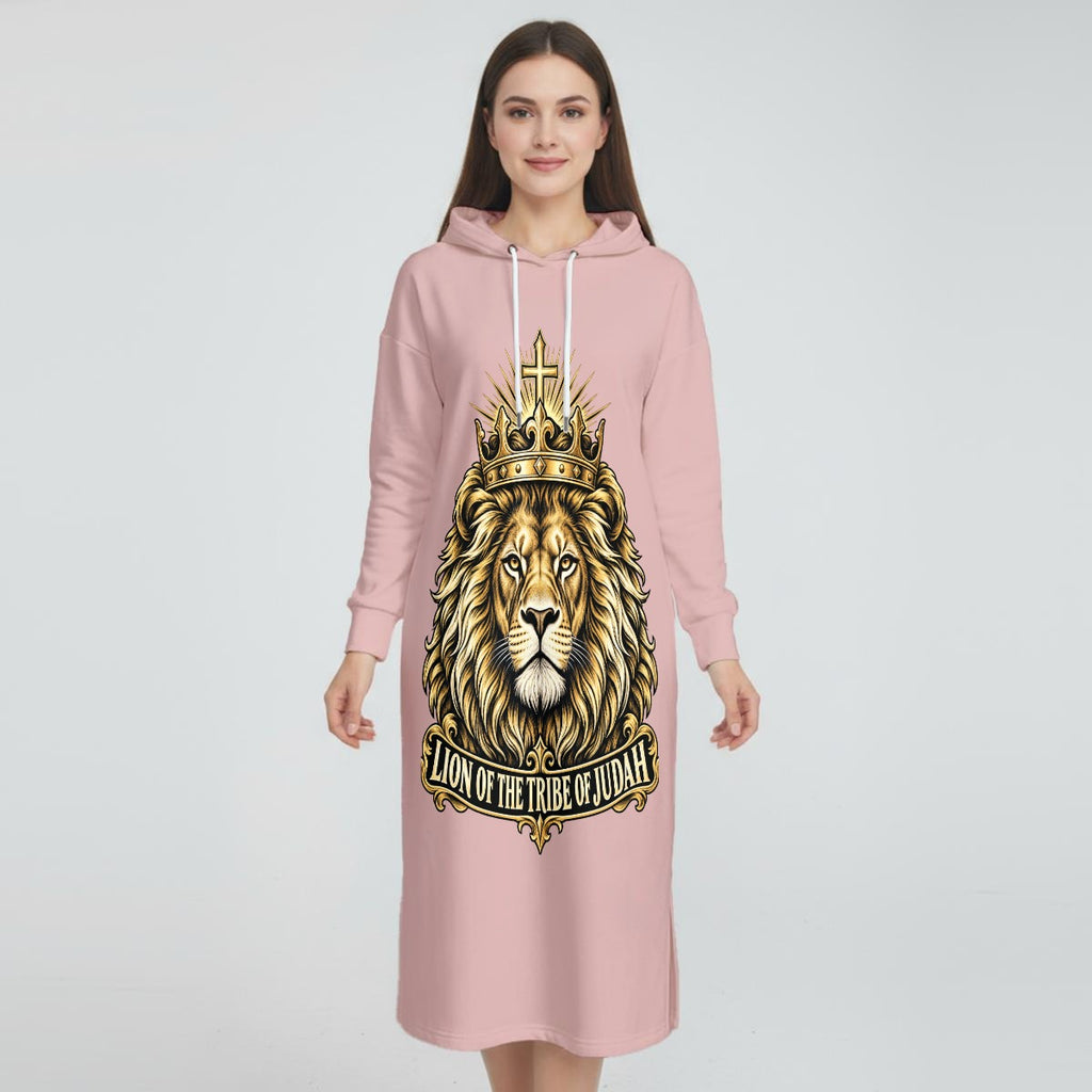 Women's Fleece-Lined Hoodie Dress With Side slits|DTF